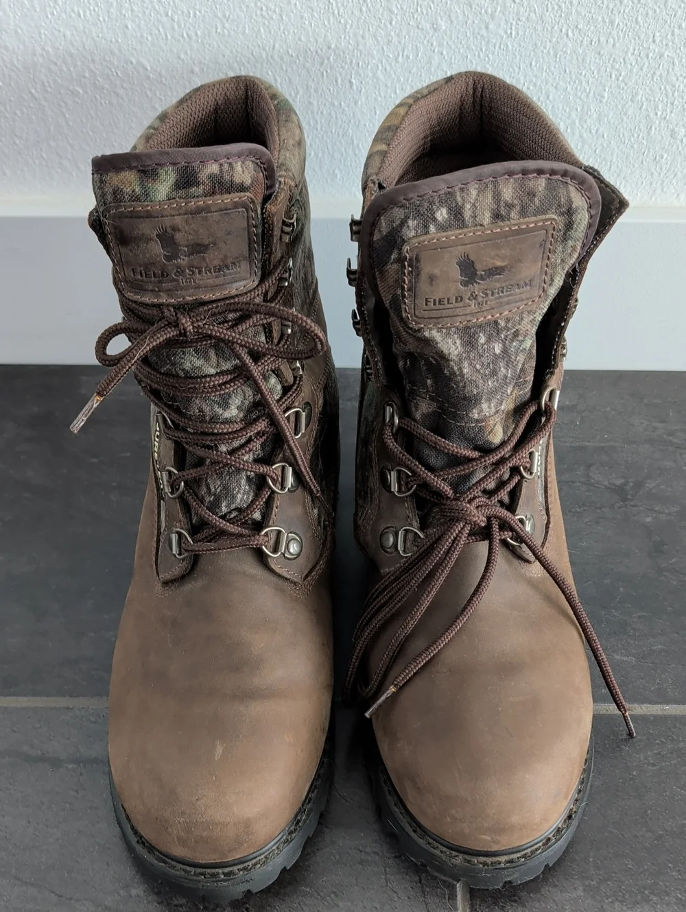 Field & Stream Camo Goretex Leather Lace Up Hunting Boots Size 10½